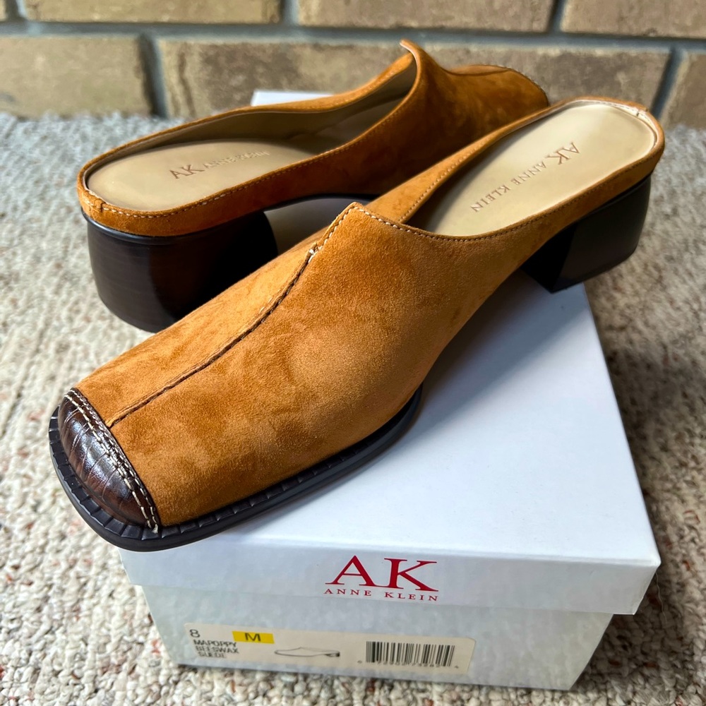 Anne Klein suede mules, size 8M